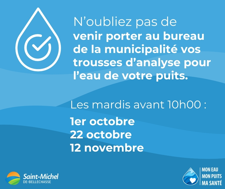 Analyse puits privés Municipalité de SaintMicheldeBellechasse